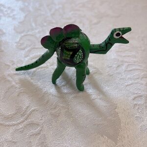 Handmade Mexican Wooden Green Dinosaur